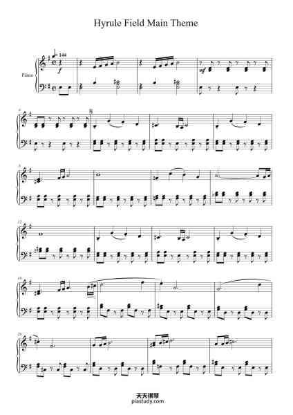 “Hyrule Field Main Theme”钢琴谱-Toru Minegishi (峯岸取る)-免费下载-天天钢琴