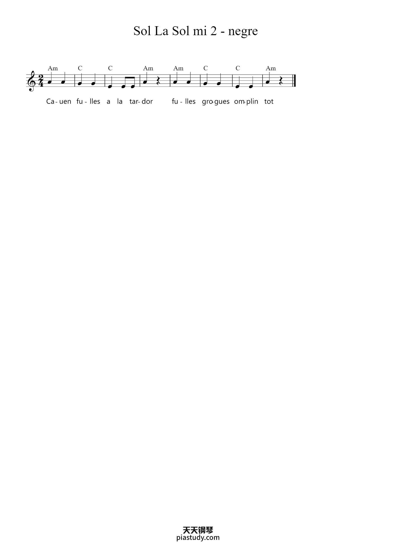 Sol La Sol mi 2 - negre钢琴谱 - Penhan - free piano sheet music - PiaNoproblem