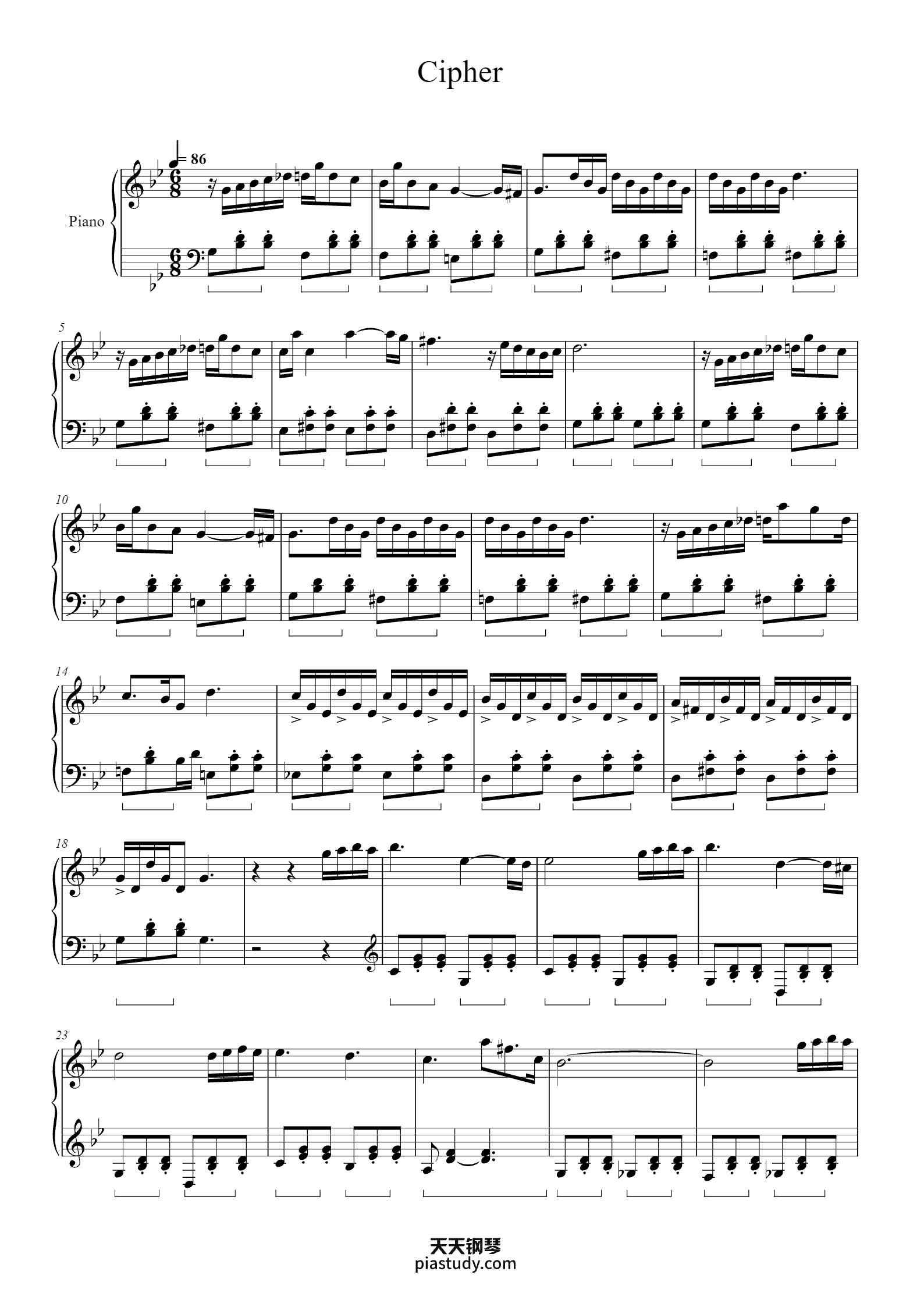Cipher钢琴谱 - 时空储蓄罐 - free piano sheet music - PiaNoproblem