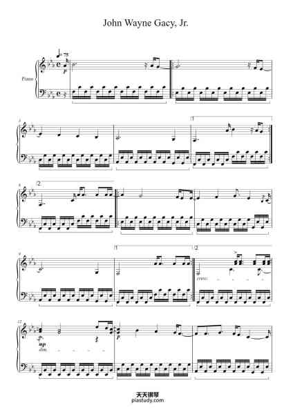 “John Wayne Gacy, Jr.”钢琴谱-Arranged by Zach Heyde-免费下载-天天钢琴