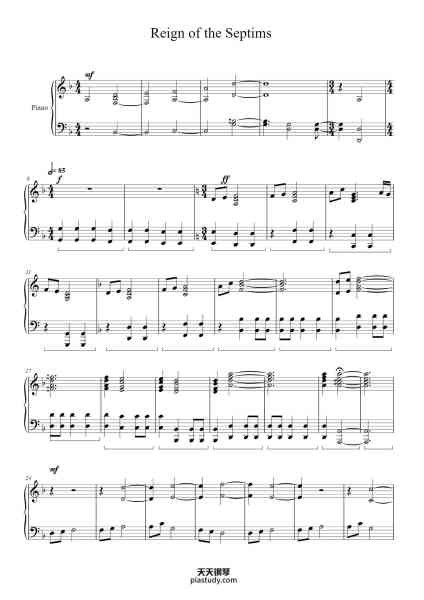 “Reign of the Septims”钢琴谱-Jeremy Soule-免费下载-天天钢琴