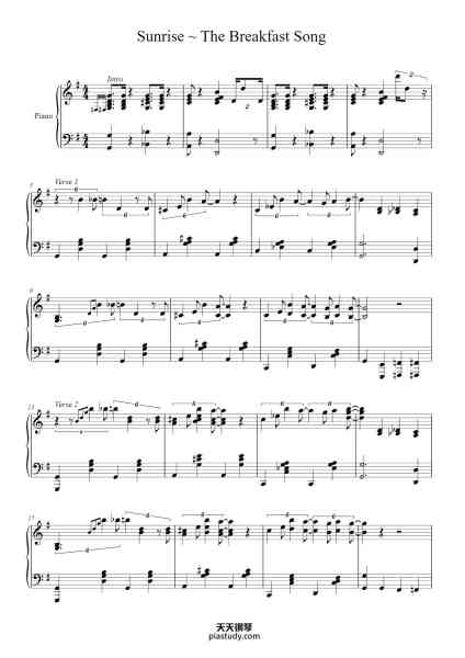 “Sunrise ~ The Breakfast Song”钢琴谱-Composed by Satoshi Takebe

Transcribed by Annette Ong-免费下载-天天钢琴