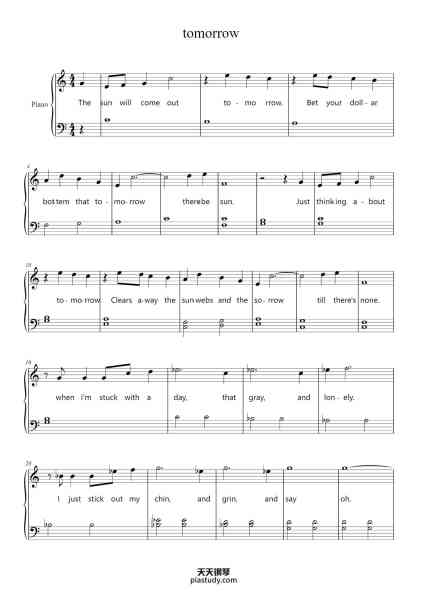 “tomorrow”钢琴谱-Charles Strouse-免费下载-天天钢琴
