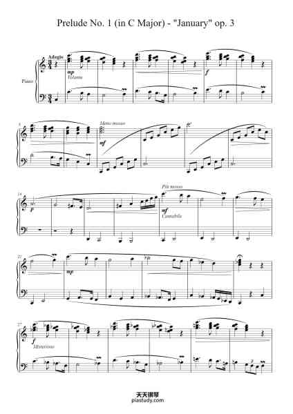 “Prelude No. 1 in C Major, Op. 3 "January"”钢琴谱-Jonathan M. Duncan-免费下载-天天钢琴