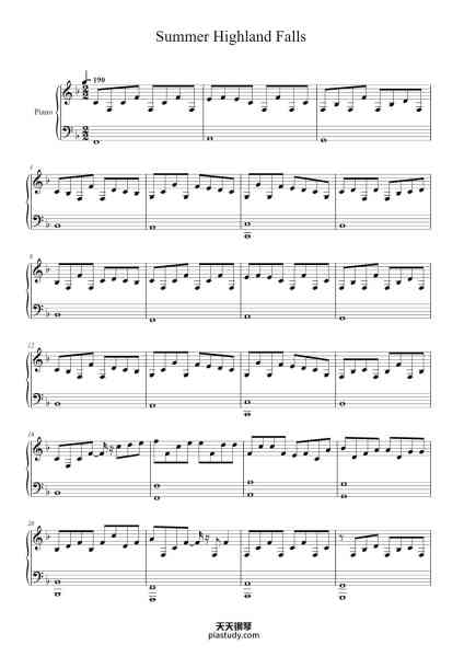 “Summer Highland Falls”钢琴谱-Billy Joel-免费下载-天天钢琴