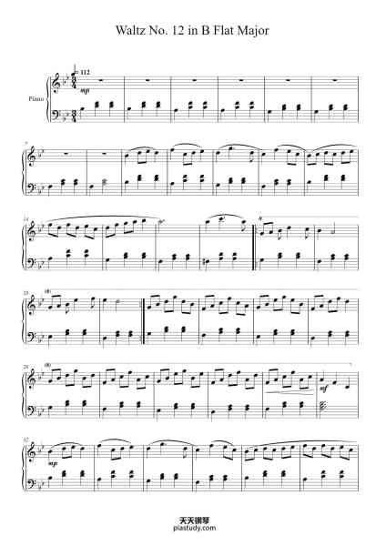 “Waltz No. 12 in B-Flat Major”钢琴谱-Yvesmeg Todrey-免费下载-天天钢琴