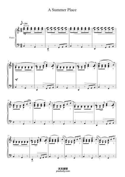 “A Summer Place”钢琴谱-Max Steiner-免费下载-天天钢琴