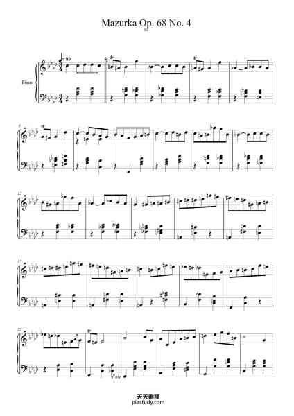 “Mazurka in F Minor, Op. 68, No. 4 - posth.”钢琴谱-Frédéric Chopin-免费下载-天天钢琴