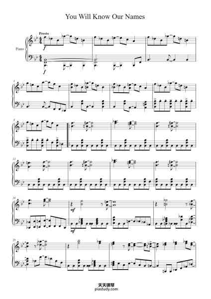 “You Will Know Our Names”钢琴谱-arr. Evan Rowley-免费下载-天天钢琴