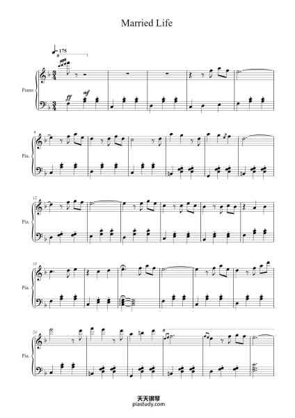 “Married Life”钢琴谱-Michael Giacchino Arr. Kyle Landry J. Belmont-免费下载-天天钢琴