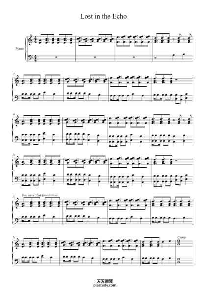 “Lost in the Echo”钢琴谱-Linkin Park, arr. Andrew Aungst-免费下载-天天钢琴