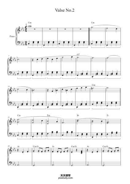“Valse No. 2 in C Minor, Op. 35”钢琴谱-Dimitri Shostakovich-免费下载-天天钢琴
