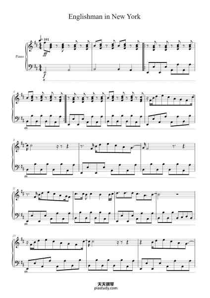 “Englishman in New York”钢琴谱-MajkelsienMusic-免费下载-天天钢琴