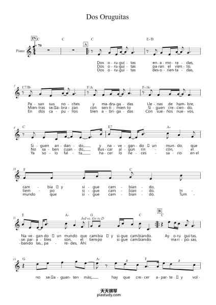 “Dos Oruguitas”钢琴谱-Lin-Manuel Miranda-免费下载-天天钢琴
