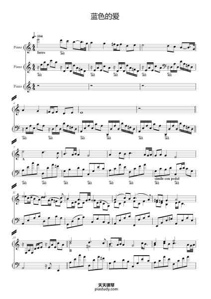 “蓝色的爱”钢琴谱-Paul Mauriat-免费下载-天天钢琴