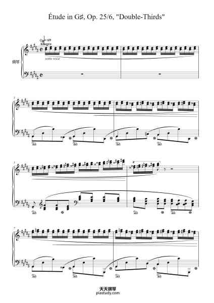 “Étude in G♯ Minor, Op. 25/6, "Double-Thirds"”钢琴谱-Frédéric Chopin-免费下载-天天钢琴