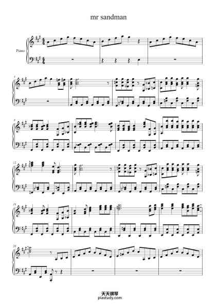 “mr sandman”钢琴谱-Arranged by Lewis Sutton-免费下载-天天钢琴