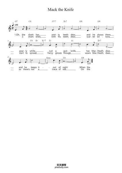 “Mack the Knife”钢琴谱-Kurt Weill-免费下载-天天钢琴