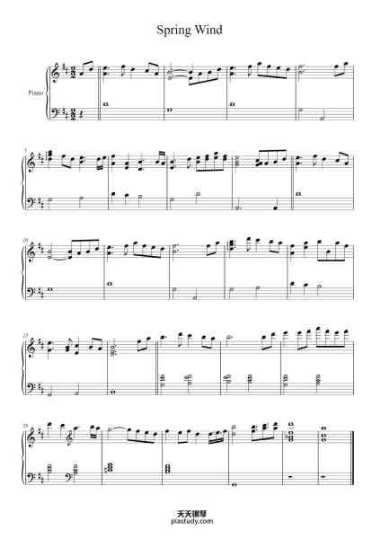 “Spring Wind”钢琴谱-Music by Shinji Orito-免费下载-天天钢琴
