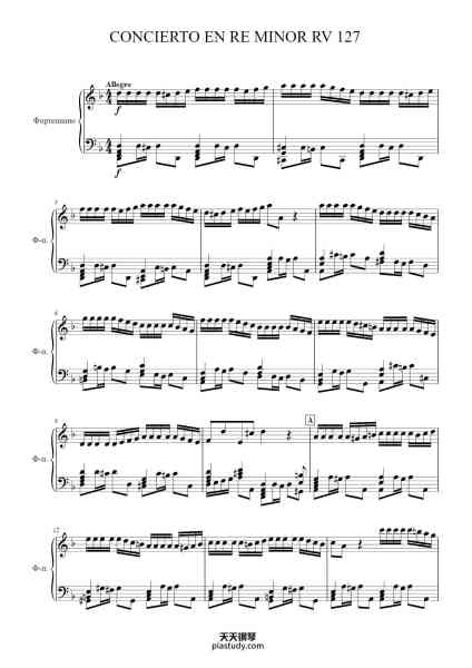 “Concerto in D Minor, RV 127”钢琴谱-Antonio VIVALDI
A. Sorokovkin-免费下载-天天钢琴