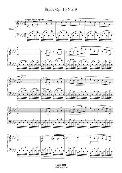 “Étude Op. 10 No. 9 in F Minor”钢琴谱-Frédéric François Chopin
(1810 - 1849)-免费下载-天天钢琴