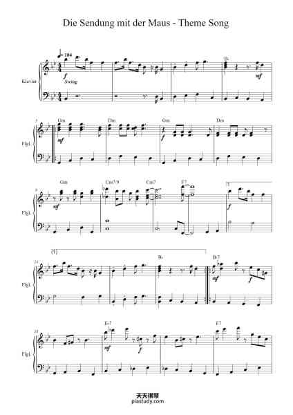 “Die Sendung mit der Maus - Theme Song”钢琴谱-Hans Posegga-免费下载-天天钢琴