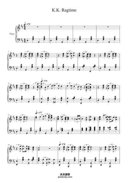 “K.K. Ragtime”钢琴谱-Kazumi Totaka Arranged by Tom Brier-免费下载-天天钢琴