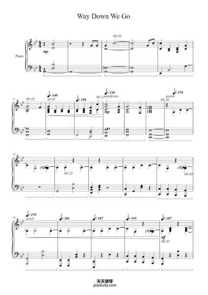 “Way Down We Go”钢琴谱-Arrangement by Akmigone
Transcription by Jakob-免费下载-天天钢琴