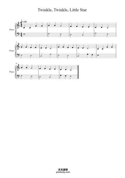 “Twinkle, Twinkle, Little Star”钢琴谱-English Lullaby, German Carol-免费下载-天天钢琴