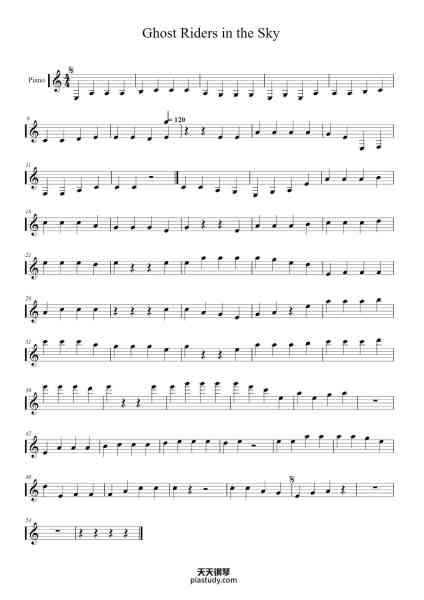 “Ghost Riders in the Sky”钢琴谱-Johnny Cash-免费下载-天天钢琴