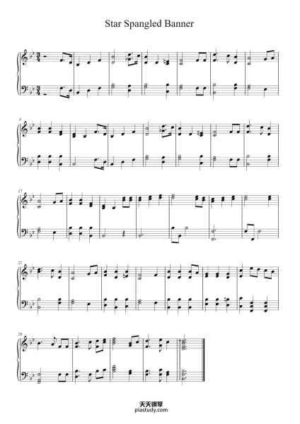 “The Star-Spangled Banner”钢琴谱-John Stafford Smith-免费下载-天天钢琴