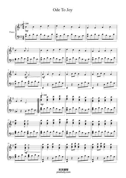 “Symphony No. 9 in D Minor, Op. 125: IV. Ode to Joy”钢琴谱-Ludwing Van Beethoven -免费下载-天天钢琴