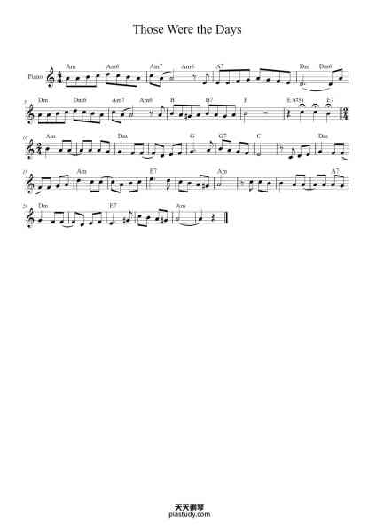 “Those Were the Days”钢琴谱-Gene Raskin-免费下载-天天钢琴