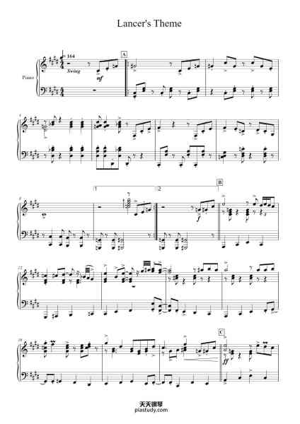 “Lancer's Theme”钢琴谱-Toby Fox, arr. Andrew-免费下载-天天钢琴