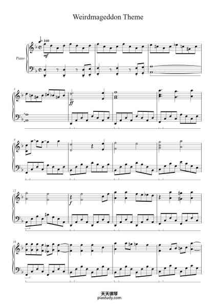 “Weirdmageddon Theme”钢琴谱-Brad Breeck arr. ThePandaTooth rev. Bryce Poindexter-免费下载-天天钢琴