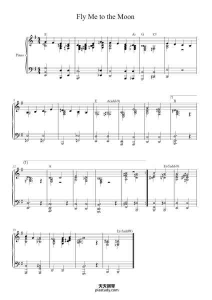 “Fly Me to the Moon”钢琴谱-Bart Howard-免费下载-天天钢琴