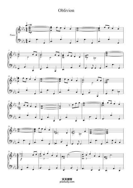“Oblivion”钢琴谱-Astor Piazzolla-免费下载-天天钢琴