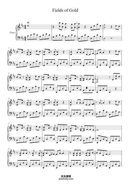 “Fields of Gold”钢琴谱-Sting-免费下载-天天钢琴