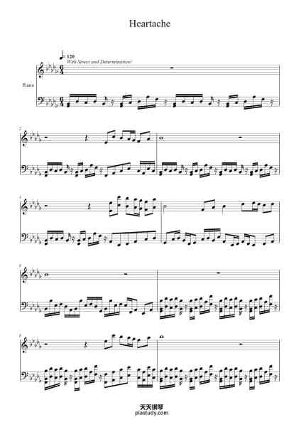 “Heartache”钢琴谱-Toby Fox-免费下载-天天钢琴