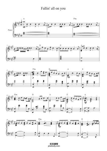 “Fallin' all on you”钢琴谱-Popnuel Noelland-免费下载-天天钢琴
