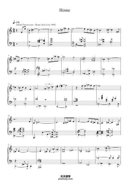 “Home”钢琴谱-Michel Petrucciani-免费下载-天天钢琴