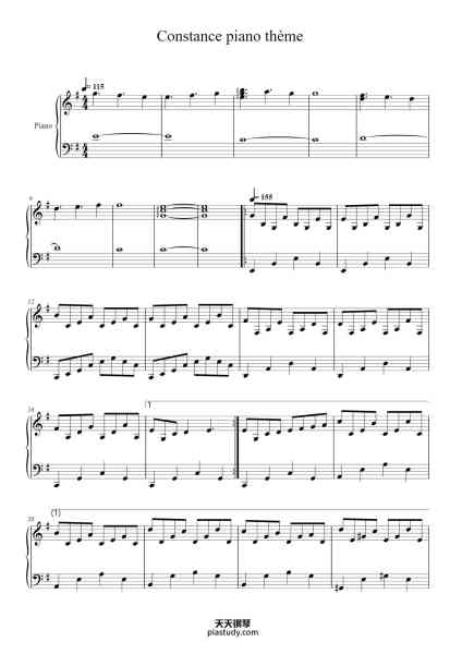 “Constance piano thème”钢琴谱-Laurent Aknin-免费下载-天天钢琴