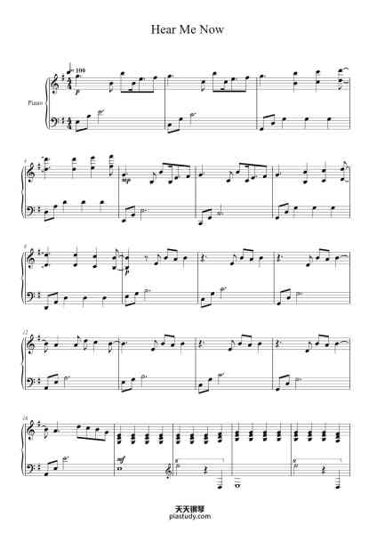 “Hear Me Now”钢琴谱-Tyler Joseph-免费下载-天天钢琴