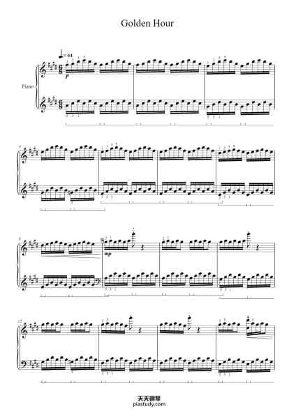 “Golden Hour”钢琴谱-JVKE 
arr. Verona-免费下载-天天钢琴