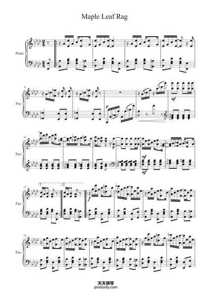 “Maple Leaf Rag”钢琴谱-Scott Joplin-免费下载-天天钢琴