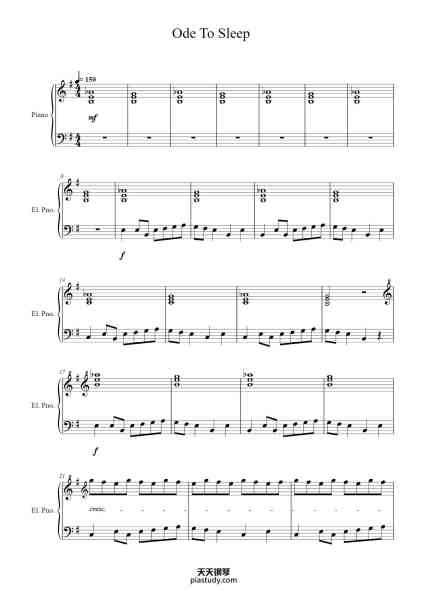 “Ode To Sleep”钢琴谱-twenty one pilots-免费下载-天天钢琴