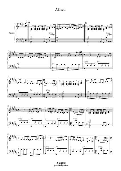 “Africa”钢琴谱-Accordion arrangement by Ian Tarboton-免费下载-天天钢琴