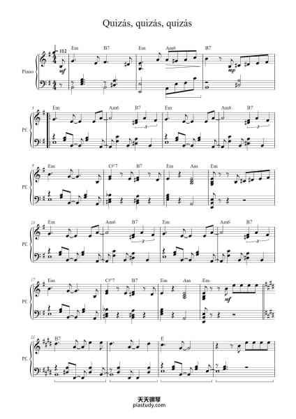 “Quizás, quizás, quizás”钢琴谱-Osvaldo Farrés-免费下载-天天钢琴