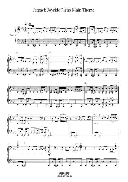 “Jetpack Joyride Piano Main Theme”钢琴谱-Halfbrick-免费下载-天天钢琴