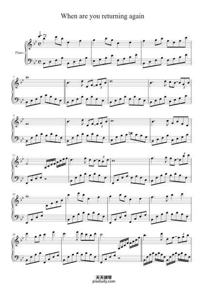 “When are you returning again”钢琴谱-Richard Clayderman-免费下载-天天钢琴